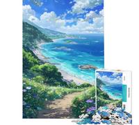 Puzzle da 1000 pezzi per adulti sentiero costiero con fiori sfida per l'intelligenza giocattolo coinvolgente gioco pratico decorazione da parete idee regalo (dimensioni 38x26cm)