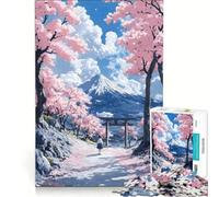 Puzzle da 1000 pezzi per adulti "Sentiero dei ciliegi in fiore verso il Fuji", gioco per famiglie, gara di velocità manuale, adatto come decorazione da scrivania 38x26cm