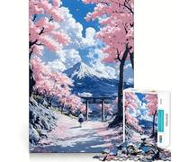 Puzzle da 1000 pezzi per adulti,Sentiero dei ciliegi in fiore verso il Fuji,taglio preciso,gioco creativo,giocattolo rilassante,regalo di Natale tranquillo (38x26cm)