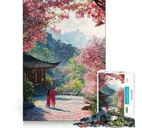 Puzzle da 1000 pezzi per adulti,sentiero di ciliegi in fiore in Cina,gioco di abilità mentale e precisione,ideale per momenti di relax e come regalo di Natale (50x75cm)