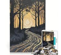 Puzzle da 1000 pezzi per adulti: Sentiero d'oro attraverso la foresta oscura, gioco rompicapo, difficile, compleanno e Natale 38x26cm