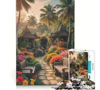 Puzzle da 1000 pezzi per adulti sentiero in giardino tropicale gioco rompicapo impegnativo da completare rafforza l'amore tra le coppie 50x75cm