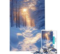 Puzzle da 1000 pezzi per adulti sentiero nella foresta invernale con luce solare puzzle per ragazzi gioco per famiglie gara di velocità manuale interazione genitore-figlio (dimensioni 38x26cm)