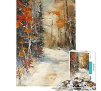 Puzzle da 1000 pezzi per adulti sentiero nella foresta invernale puzzle da dipingere per adulti giochi per famiglie sfida impegnativa compleanno e Natale (dimensioni 50x75cm)