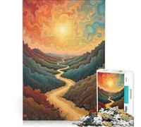Puzzle da 1000 pezzi per adulti "Sentiero tortuoso verso il sole" antistress difficile ideale come elemento della lista dei desideri con Babbo Natale 38x26cm