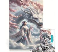 Puzzle da 1000 pezzi per adulti "Serenata del Drago Sakura" gioco interattivo gara di velocità manuale con pezzi ad incastro di forma casuale 50x75cm