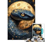 Puzzle da 1000 pezzi per adulti: Serpente Cosmico e Luna Dorata Gioco pratico di analisi e logica difficile e stimolante (dimensioni 38x26cm)