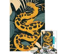 Puzzle da 1000 pezzi per adulti serpente giallo tra le foglie difficile e stimolante decorazione per la casa giocattolo educativo per ragazzi dai 14 anni in su (38x52cm)