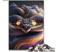 Puzzle da 1000 pezzi per adulti Serpente nel fumo in legno, Capodanno, regalo di Natale 50x75cm per gioco interattivo per famiglie