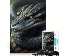 Puzzle da 1000 pezzi per adulti,serpente nero,bordi netti,gioco di logica,gioco di inattività,decorazione natalizia 38x26cm