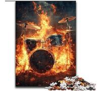 Puzzle da 1000 pezzi per adulti, set di tamburi con fiamme, puzzle in cartone 26X38cm, perfetto per la casa o l'ufficio, regalo di Natale ideale