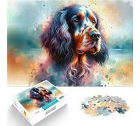 Puzzle da 1000 pezzi per adulti Setter inglese tricolore per il giocattolo di sfida del gioco educativo Lista dei desideri con Babbo Natale 38x26cm