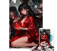 Puzzle da 1000 pezzi per adulti Sfera rossa Donna con specchi rotti Difficile e impegnativo Giocattolo educativo per ragazzi dai 14 anni in su Gioco di puzzle offerto (50x75cm)