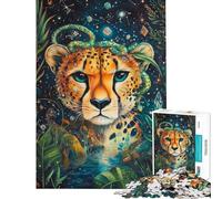 Puzzle da 1000 pezzi per adulti "Sguardo Celeste del Ghepardo" giochi per famiglie giocattoli educativi regali per Babbo Natale segreto decorazione per la casa (dimensioni 75x50cm)