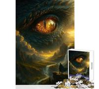 Puzzle da 1000 pezzi per adulti Sguardo del drago su paesaggio fantasy giocattoli antistress regali per donne e uomini gioco educativo interazione genitore-figlio dimensioni 38x52cm