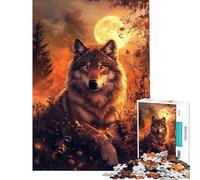 Puzzle da 1000 pezzi per adulti Sguardo del Lupo al Chiaro di Luna Puzzle per adolescenti Vacanza a Casa Passatempo Lista dei Desideri con Babbo Natale Compleanno e Regali 50x75cm