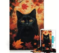 Puzzle da 1000 pezzi per adulti,Sguardo di gatto autunnale Decorazione con ritagli precisi,gioco cognitivo,rompicapo,gioco libero,regalo di compleanno,arte (38x52cm)
