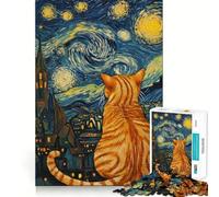 Puzzle da 1000 pezzi per adulti "Sguardo stellato del gatto" Gioco di precisione e abilità mentale Gioco rilassante per Natale Regalo artistico (38x26cm)