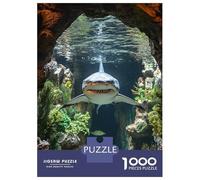 Puzzle Da 1000 Pezzi Per Adulti Shark Swimming through Underwater Cave Puzzle Per Adolescenti Gioco Rompicapo Decorazione Per La Casa È Ideale Come Regalo 52x38cm/1000pcs