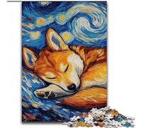 Puzzle da 1000 pezzi per adulti Shiba Inu Cielo notturno in legno, un regalo perfetto per il divertimento in famiglia 50x75cm per feste, compleanni e serate di giochi in famiglia