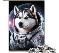 Puzzle da 1000 pezzi per adulti Siberian Husky Astronauta in legno, Capodanno, regalo di festa 50x75cm per gioco interattivo per famiglie