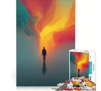 Puzzle da 1000 pezzi per adulti silhouette che camminano verso una luce astratta gioco impossibile divertente attività da fare in casa adatto come decorazione da scrivania 38x52cm