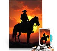 Puzzle da 1000 pezzi per adulti Silhouette di cavaliere al tramonto Antistress Sfida difficile Adatto per la decorazione del desktop 52x38cm