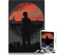 Puzzle da 1000 pezzi per adulti, silhouette di città al tramonto, per rilassarsi nel tempo libero, taglio netto, senza cuciture, dimensioni del giocattolo: 38x26cm
