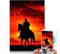 Puzzle da 1000 pezzi per adulti Silhouette di cowboy Giocattoli educativi per l'apprendimento Giochi per famiglie Opera d'arte 75x50cm