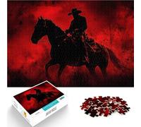 Puzzle da 1000 pezzi per adulti Silhouette di cowboy in rosso Allena il tuo cervello e le tue mani è ideale come regalo per tutta la famiglia 38x26cm
