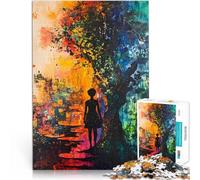 Puzzle da 1000 pezzi per adulti Silhouette di una donna in una foresta colorata Sfida difficile è ideale come regalo per tutta la famiglia 52x38cm