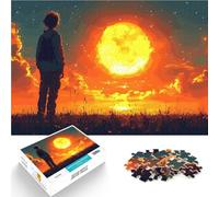 Puzzle da 1000 pezzi per adulti Silhouette sotto una luna gigante Assemblaggio del modello Adatto per la decorazione del desktop 52x38cm