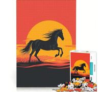 Puzzle da 1000 pezzi per adulti, simbolo di cavalli neri, gioco rompicapo, difficile, per rafforzare l'amore tra le coppie 38x52cm
