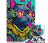 Puzzle da 1000 pezzi per adulti, simpatici gatti artistici, 1000 pezzi per adolescenti, gioco stimolante, ideale come regalo per tutta la famiglia (dimensioni 38x26cm)