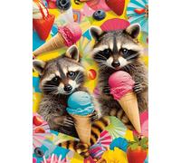 Puzzle da 1000 pezzi per adulti - Simpatici procioni godono di deliziosi gelati 1000 puzzle giochi educativi per tutta la famiglia, intrattenimento per una serata tranquilla puzzle dimensioni finite