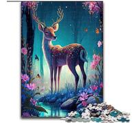 Puzzle da 1000 pezzi per adulti, simpatici puzzle con cervi e fiori, realizzati in legno, attività per la famiglia, decorazioni fai da te per la casa, regalo di Natale, 1000 pezzi(50x75cm)