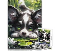 Puzzle da 1000 pezzi per adulti, simpatico cagnolino su una rosa marina, ideale per rilassarsi nel tempo libero, taglio netto, senza cuciture, giocattolo ad incastro, dimensioni 38x26cm