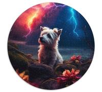 Puzzle da 1000 pezzi per adulti, simpatico cane Bichon su Marte, puzzle impegnativi, rompicapo impegnativo, serata di giochi in famiglia (67,5x67,5cm)