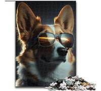 Puzzle da 1000 pezzi per adulti,simpatico cane Corgi in legno,perfetto per divertirsi in famiglia durante i compleanni,Natale 50x75cm,ideale per decorare la casa,allenare la mente e come regalo