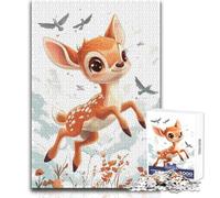 Puzzle da 1000 pezzi per adulti, simpatico cerbiatto che salta, ideale per momenti di relax, giocattolo da gioco fustellato di precisione, dimensioni 50x75cm