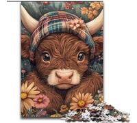 Puzzle da 1000 pezzi per adulti, simpatico cucciolo di mucca delle Highlands, puzzle da 1000 pezzi, gioco interattivo per famiglie, sfida per la mente (dimensioni 26x38cm)