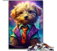 Puzzle da 1000 pezzi per adulti, simpatico cucciolo tecnologico in legno, perfetto come decorazione fai da te o regalo di compleanno 50x75cm per compleanno, vacanze, Natale e Halloween