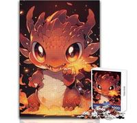 Puzzle da 1000 pezzi per adulti, simpatico drago di fuoco, ideale per rilassarsi nel tempo libero, giocattolo con incastro senza cuciture, taglio netto, dimensioni 38x26cm
