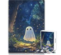 Puzzle da 1000 pezzi per adulti Simpatico fantasma nella foresta incantata Goditi un dolce relax e svago Vestibilità stabile, taglio preciso Dimensioni del giocattolo: 38x52cm