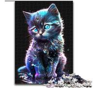 Puzzle da 1000 pezzi per adulti, simpatico gattino cosmico in legno, ideale per divertimento in famiglia, relax e regali di festa, 50x75cm, festa di compleanno per uomini e donne