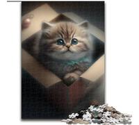 Puzzle da 1000 pezzi per adulti, simpatico gatto e cucciolo, realizzato in legno, un regalo perfetto per il divertimento in famiglia, 50x75cm Natale o compleanni