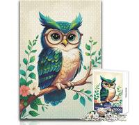 Puzzle da 1000 pezzi per adulti, simpatico gufo con occhiali su un ramo, ideale per rilassarsi nel tempo libero, taglio netto, senza cuciture, giocattolo ad incastro, dimensioni 50x75cm