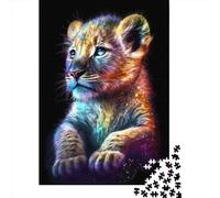 Puzzle da 1000 pezzi per adulti, simpatico leoncino arcobaleno, puzzle di carta, il miglior regalo per amici e familiari, 38x26 cm/1000 pezzi