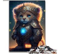 Puzzle da 1000 pezzi per adulti, simpatico leone guerriero in legno, regalo perfetto per bambini dai 14 anni in su, 50x75cm, divertente lavoretto per famiglie, perfetto per compleanni e feste