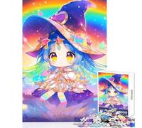 Puzzle da 1000 pezzi per adulti simpatico puzzle con strega in un cielo stellato giocattoli antistress regali di Babbo Natale segreto gioco educativo adatto per la decorazione del desktop 50x75cm